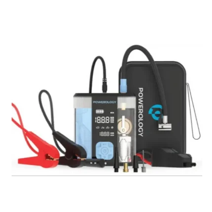 Powerology Tyre Inflator And Jump Starter With 12000Mah - Black/Blue