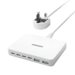 Porodo Unique 100W 4 Type C 2 Usb A Gan Wall Charger With Uk Plug - White