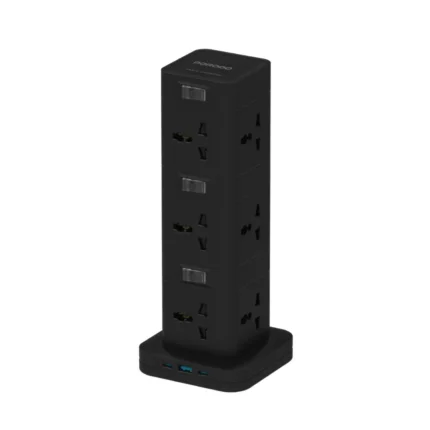 Porodo Pd20w Qc 3.0 1a +2 Type C Socket Tower 3m - Black