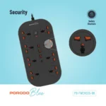 Porodo Blue 8 AC Power Strip - Black - Image 4