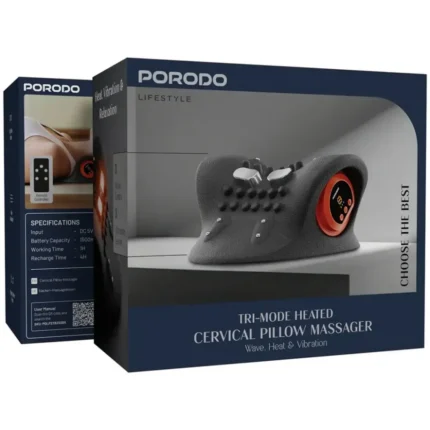 Porodo Lifestyle Tri-mode Heated Electric Heated Neck And Shoulder Pillow Massager