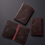 Leather Passport Book Cover-Red (Chrome Tan Pullup Leather)