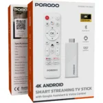 Porodo 4K Android Smart Streaming Tv Stick With Google Assistant & Voice Control - White - Image 2