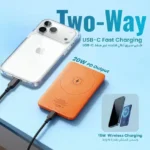 Powerology Spetelli 5000 Mah 15W Pd Type-C Magsafe Ultra Slim Powerbank - Orange - Image 3