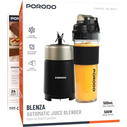 Blenza Automatic Juice Blender with Push-to-Start Function ( Porodo )- Black