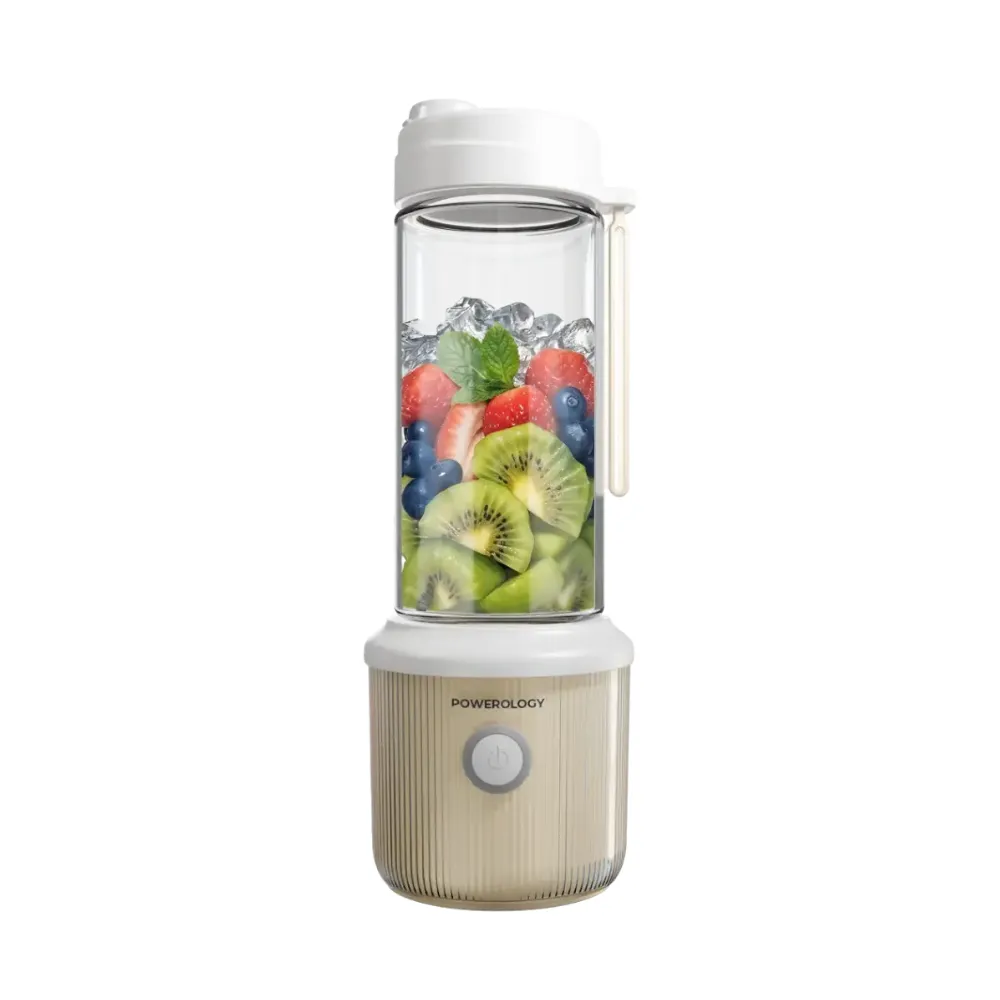 f8959c80-44d3-4c5b-95d9-72114534f3d7_output.webp Powerology Press & Refresh Portable Blender 450Ml 2500Mah 6 Blades 126W - White - Image 1