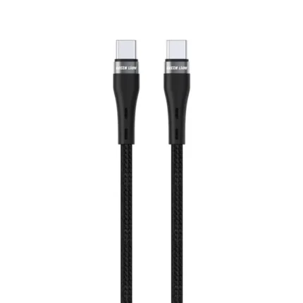 Green Lion Led Display Braided 1M Cable Usb-C To Usb-C 100W - Black