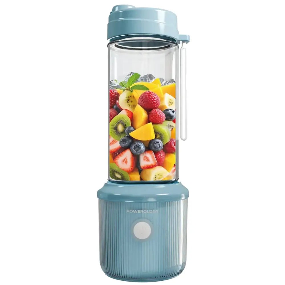 fd1f6dc2-3b5d-476b-a364-7202ea5b7b79_output.webp Powerology Press & Refresh Portable Blender 450Ml 2500Mah 6 Blades 126W - Light Blue - Image 1