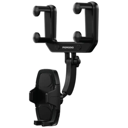 Porodo Mirror-Mounted Rearview Mirror Bracket Phone Holder-Black